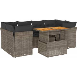 Sofaesæt Til Haven 7 Dele Med Hynder Polyrattan - Grå