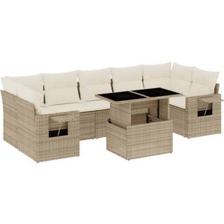 Sofasæt Til Haven 8 Dele Med Hynder Polyrattan - beige og cremefarvet / uden opbevaring