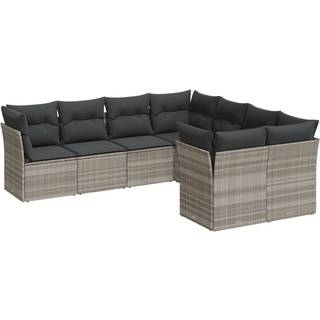 Sofasæt Til Haven 8 Dele Med Hynder Polyrattan - Lysegrå