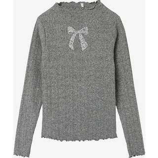Name It Light Grey Melange Glittersløjfe Bluse