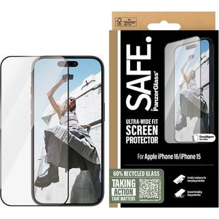SAFE. by PanzerGlass Screen Protection w. Black Frame iPhone 16 | 15 | Ultra-Wide Fit