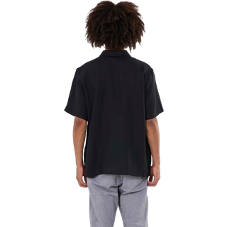 KnowledgeCotton Apparel Box S/S Linen Shirt Skjorte Herrer størrelse M farve sort