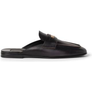 Bleached Leather Mules in Black - 36