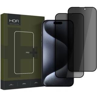 iPhone 16 Hofi Glass Pro+ Skærmbeskyttelse m. Privacy - Case Friendly - 2-Pak - Sort Kant