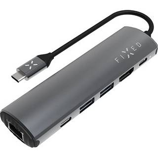 Fixed - 100W - HubPro 6-i-1 - USB-C Multiport Adapter - Grå