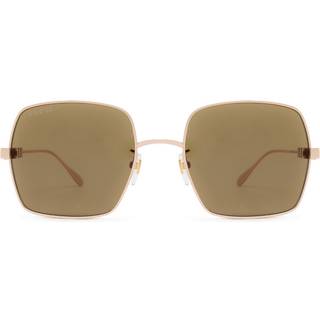 Gucci Kvinde GG1434S 002 Solbriller Metal Guld Brun Firkantet Normal