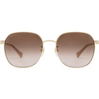 Gucci Kvinde GG1142SA 002 Solbriller Metal Guld Brun Firkantet Normal Skygge