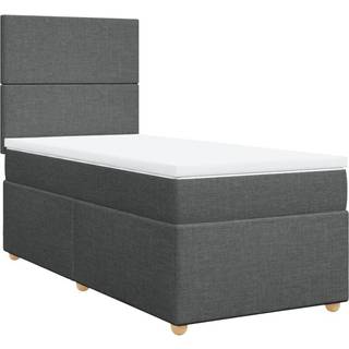 Kontinentalseng Med Madras Stof Mørkegrå - Med ensartet mønster / 100 x 200 cm