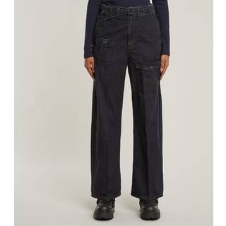 Belted Cargo Loose Jeans - Black - Women
