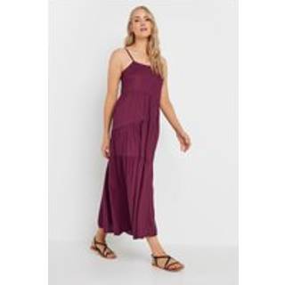 Lts Tall Burgundy Red Asymmetric Tiered Midaxi Dress Size 22