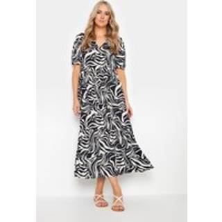 Lts Tall Women's Black Marble Print Midi Dress Size 26