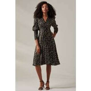 Jolie Moi Jolie Moi Black Layla Long Sleeve Metallic Wrap Dress