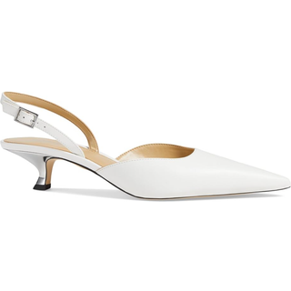 MK Luna Leather Slingback Kitten Pump - White - Michael Kors - EU 40