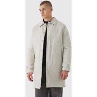Mens Quilted Padded Longline Mac In Sand