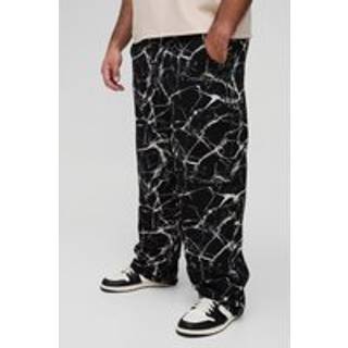Mens Black Plus Barbed Wire Tapestry Relaxed Fit Trousers