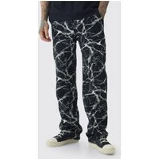 Mens Black Tall Barbed Wire Tapestry Relaxed Fit Trousers