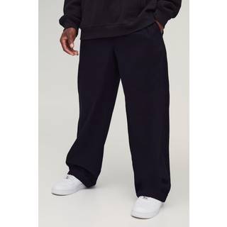 Mens Black Elasticated Waist Baggy Turn Up Hem Cargo Trousers