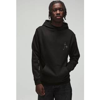 Mens Black Regular Fit Floral Graphic Print Hoodie