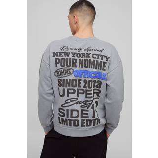Mens Charcoal Oversized OFCL 3D Washed Sweatshirt