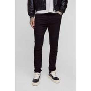 Mens Tall Skinny Biker Panel Jeans in True Black