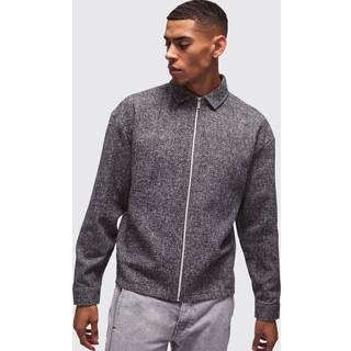 Mens Black Oversized Two Pocket Zip Through Overshirt