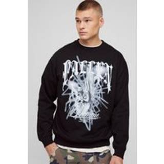 Mens Black Oversized Gothic Cherub Graphic Sweatshirt