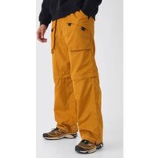 Mens Orange Elasticated Waist Baggy Nylon Zip Off Convertible Trousers