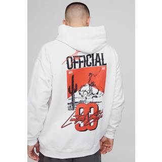 Mens White Oversized Official Western Graphic Hoodie