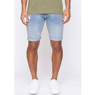 Crosshatch Herre Riptrey Denim Shorts med ridsede detaljer Lyseblå