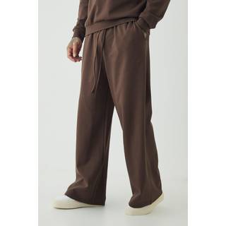 Mens Chocolate Tall Interlock Smart Wide Leg Trousers