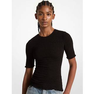 MK Smocked Georgette Shirt - Black - Michael Kors - L