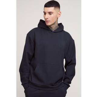 Mens Black Tall Interlock Boxy Oversized Hoodie