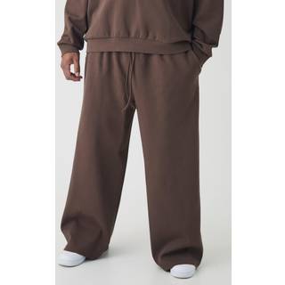 Mens Chocolate Plus Interlock Smart Wide Leg Trousers