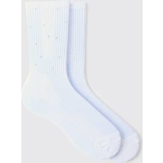 Mens White Rhinestone Socks