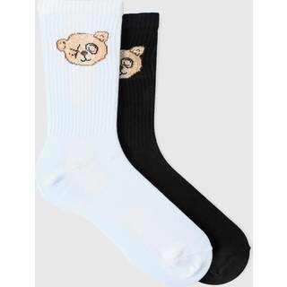 Mens Multi 2 Pack Teddy Bear Sports Socks