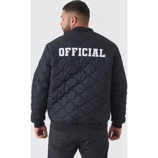 Mens Plus Official Quilted Bomber Jacket In Black