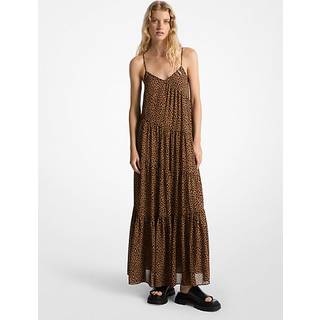 MK Cheetah Print Georgette Tiered Maxi Dress - Brown - Michael Kors - S