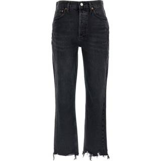Agolde Riley high-rise cropped straight jeans - black - L