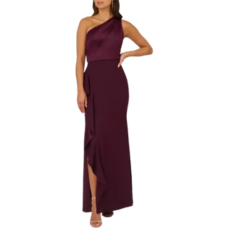 Adrianna Papell Adrianna Papell Lilla Satin Crepe Kjole Med Én Skulder - 40