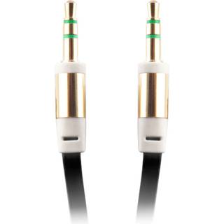 Fladt og sammenfiltringsfrit AUX-kabel 3,5 mm - 1m, sort (Ha-Ha)