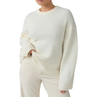 Gina Tricot-Crew neck knitted sweater-Striktrøjer-Hvid-M-Dame