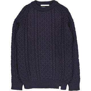 Peregrine Hudson Wool Aran Knitted Jumper Navy