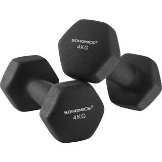 Songmics sæt med 2 håndvægte, 2 x 4 kg, neopren håndvægte, skridsikre greb, fitness-træning, sort syl068bk