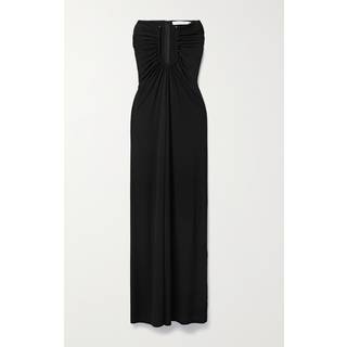 Christopher Esber Ruched strapless maxi dress - black - XL
