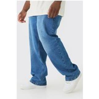 Mens Mid Blue Plus Relaxed Rigid Jeans