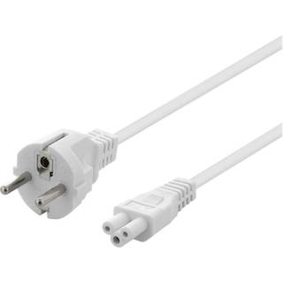 DELTACO apparatkabel, rak CEE 7/7 - rak IEC C5, 2m, 3X0.75mm2, vit