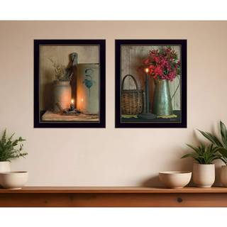 S?t med to Americana Country Candlelight Black Framed Print Wall Art