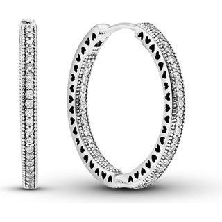 Pandora - Hearts creoler i sølv med sten - 296319cz