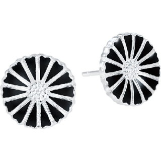 Lund Copenhagen - Sølv marguerit ørestikker med sort emalje 11mm - 909011-4-s