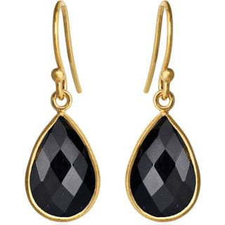 Susanne Friis Bjørner Øreringe - SFB - Sort agat øreringe i forgyldt sølv - 4055-2-101